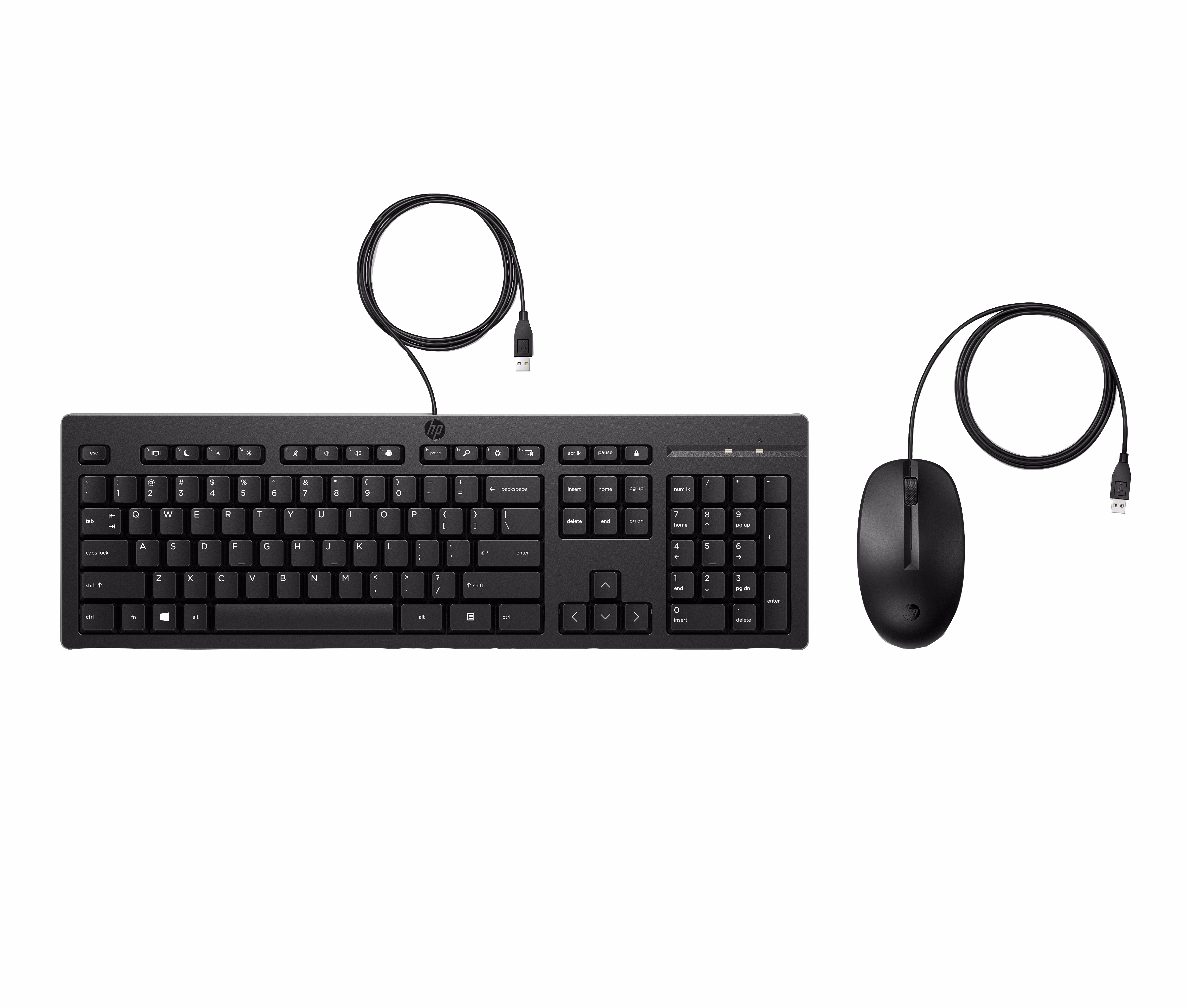 Kit de Teclado y Mouse HP 225 Alambrico (AX2Y7AA#ABM). Conectividad Plug and Play - Tipo de conexión USB tipo A con cable, Color Negro