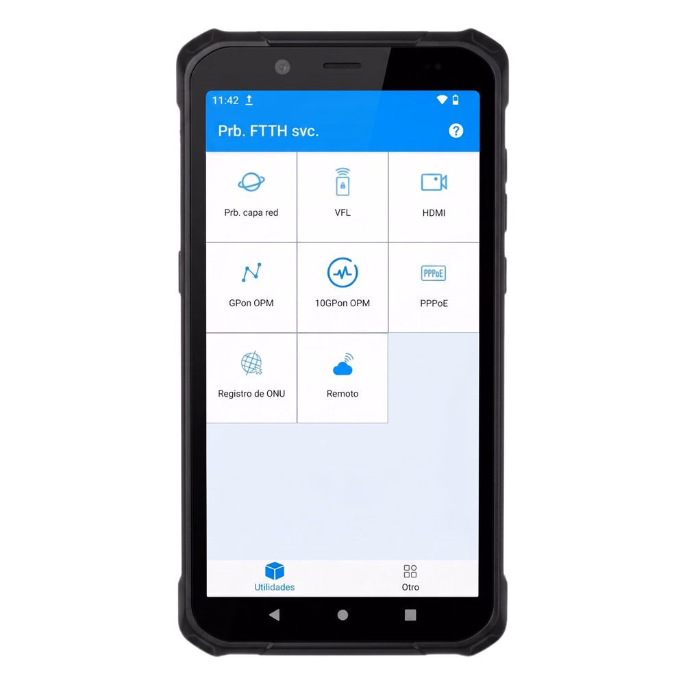 PDA Profesional Todo-en-Uno para Redes de Fibra Óptica / 2 Puertos 2.5GB / Función VFL 10mW / Función OPM / WiFi 6 / Puerto HDMI / Protección IP65