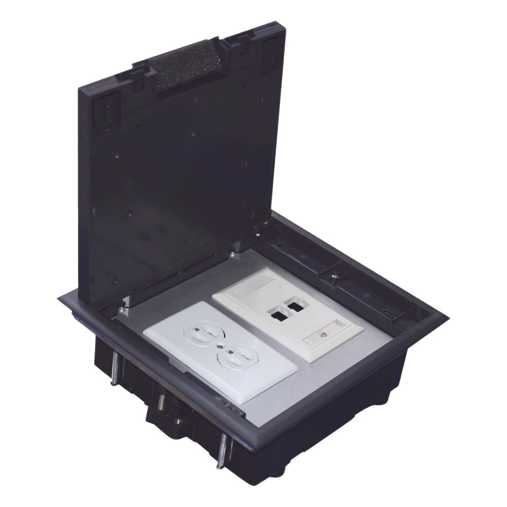 Caja de Piso para Dos Módulos Universales (Socket M2), para Alimentación Eléctrica y Redes de Datos (11000-33401) No Incluye Faceplates