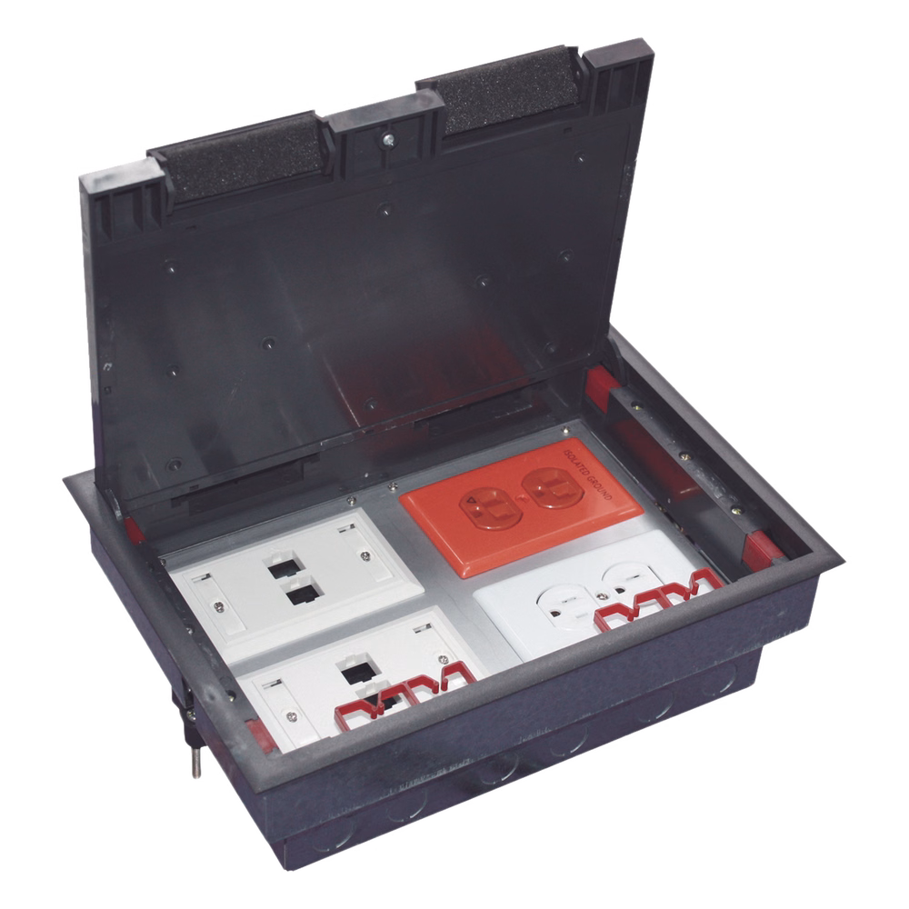 Caja de Piso para Cuatro Módulos Universales (Socket M4), para Alimentación Eléctrica y Redes de Datos (11000-43401) No Incluye Faceplates
